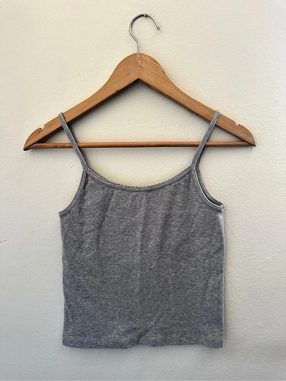 Brandy Melville Heather Grey Lace Trim Tank Top